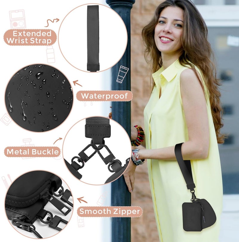 JEEBURYEE Dual Pouch Wristlet Keychain Wallets for Women with 2 Detachable Zipper Coin Purse - Small and Portable Mini Card Wallet for Women Men Black+Black - Image 4